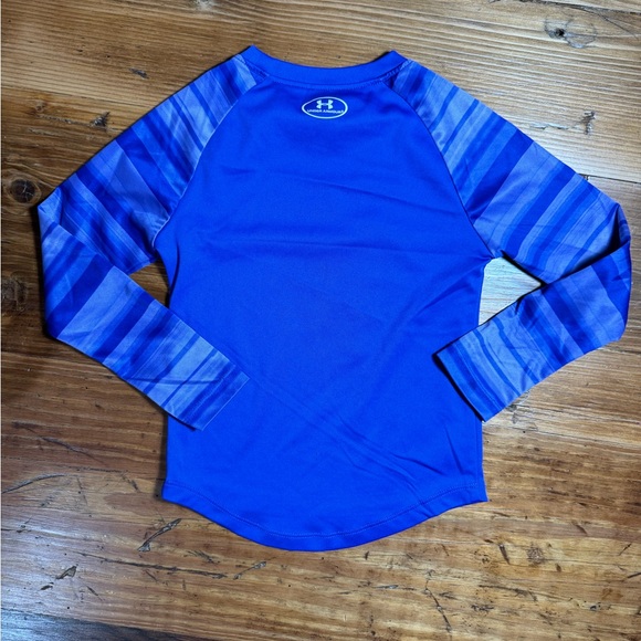 Under Armour Girls Long Sleeve Baseball T-Shirt Never Give Up Graphic Purple 4 - Picture 7 of 8